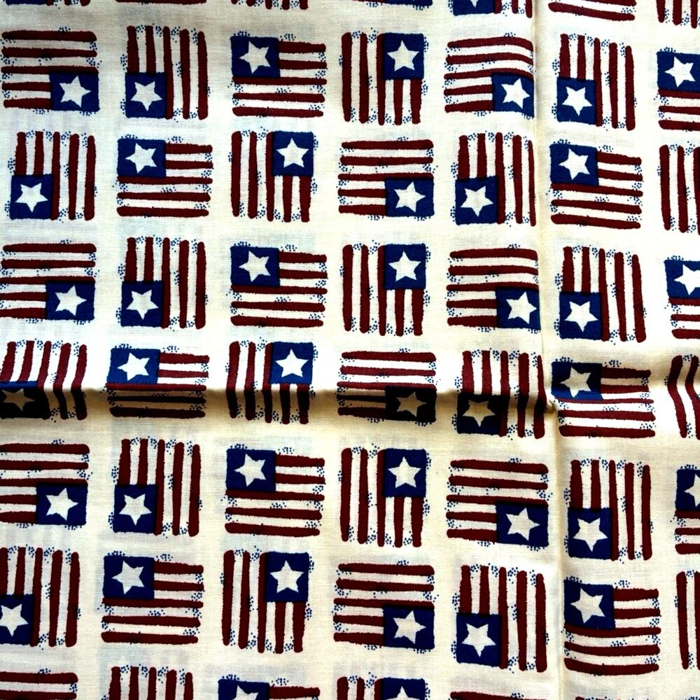 VTG Patriotic American Flag Red White Blue Cotton Fabric 1.5 Yards 54"x44"